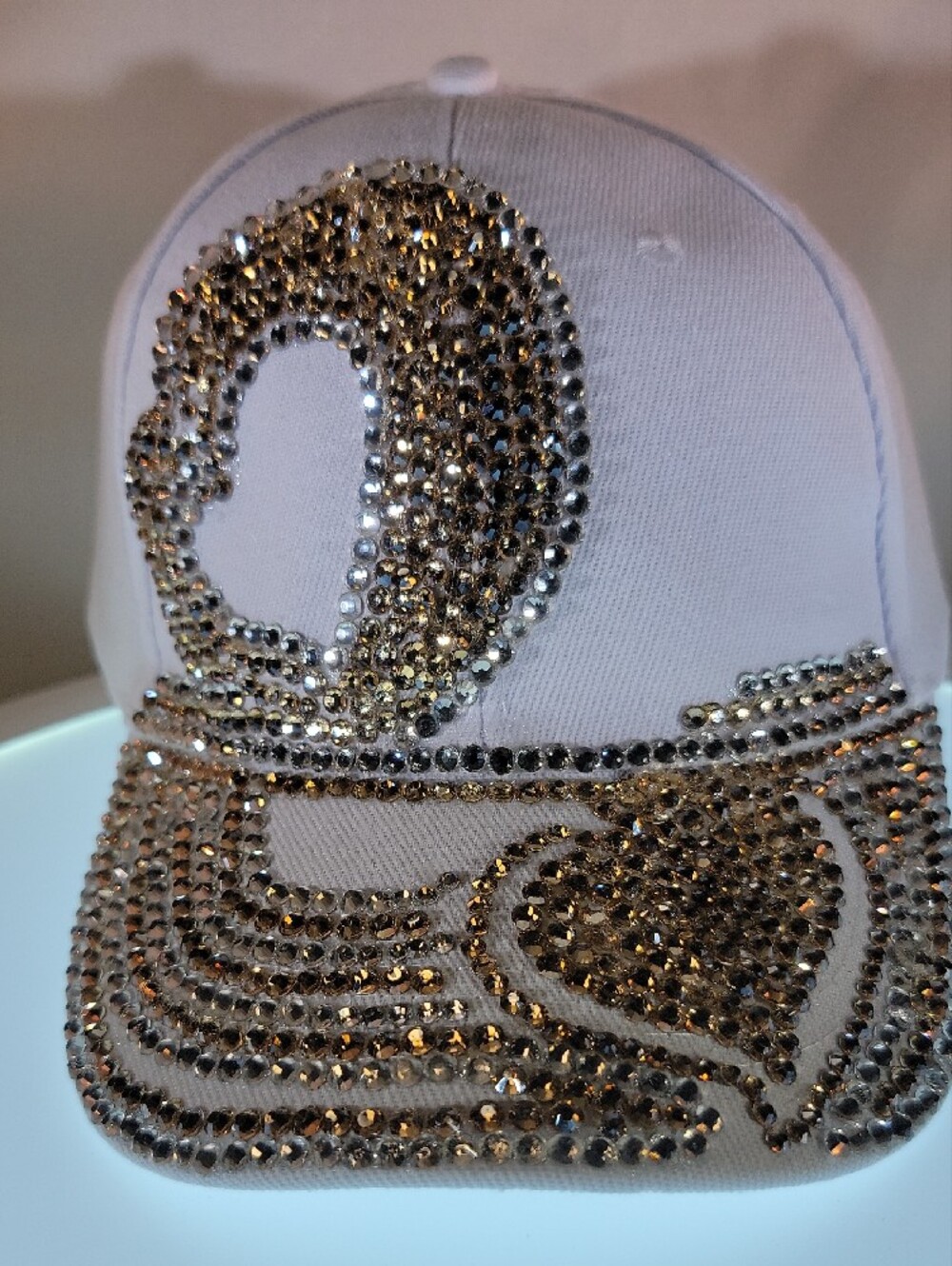 White Crystal Embellished Women's Baseball Cap - Picture 4 of 4